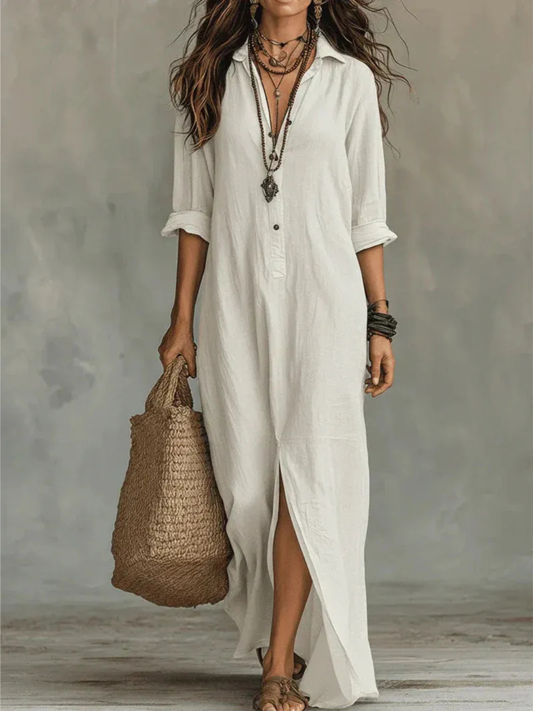 ARANZA | VESTIDO LARGO CAMISERO HOLGADO