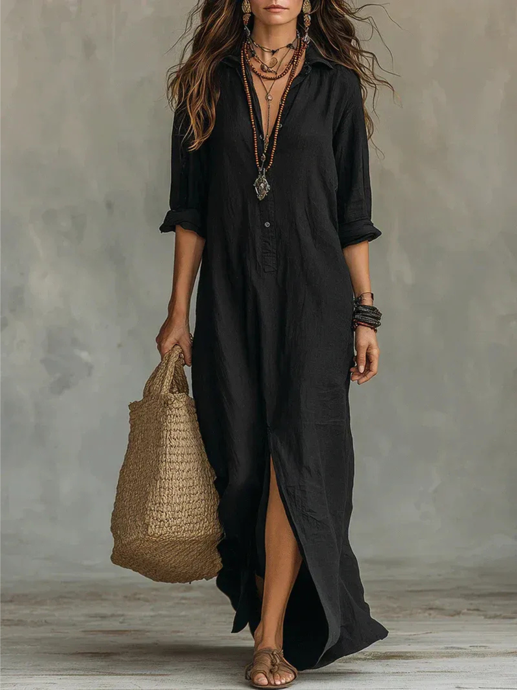 ARANZA | VESTIDO LARGO CAMISERO HOLGADO