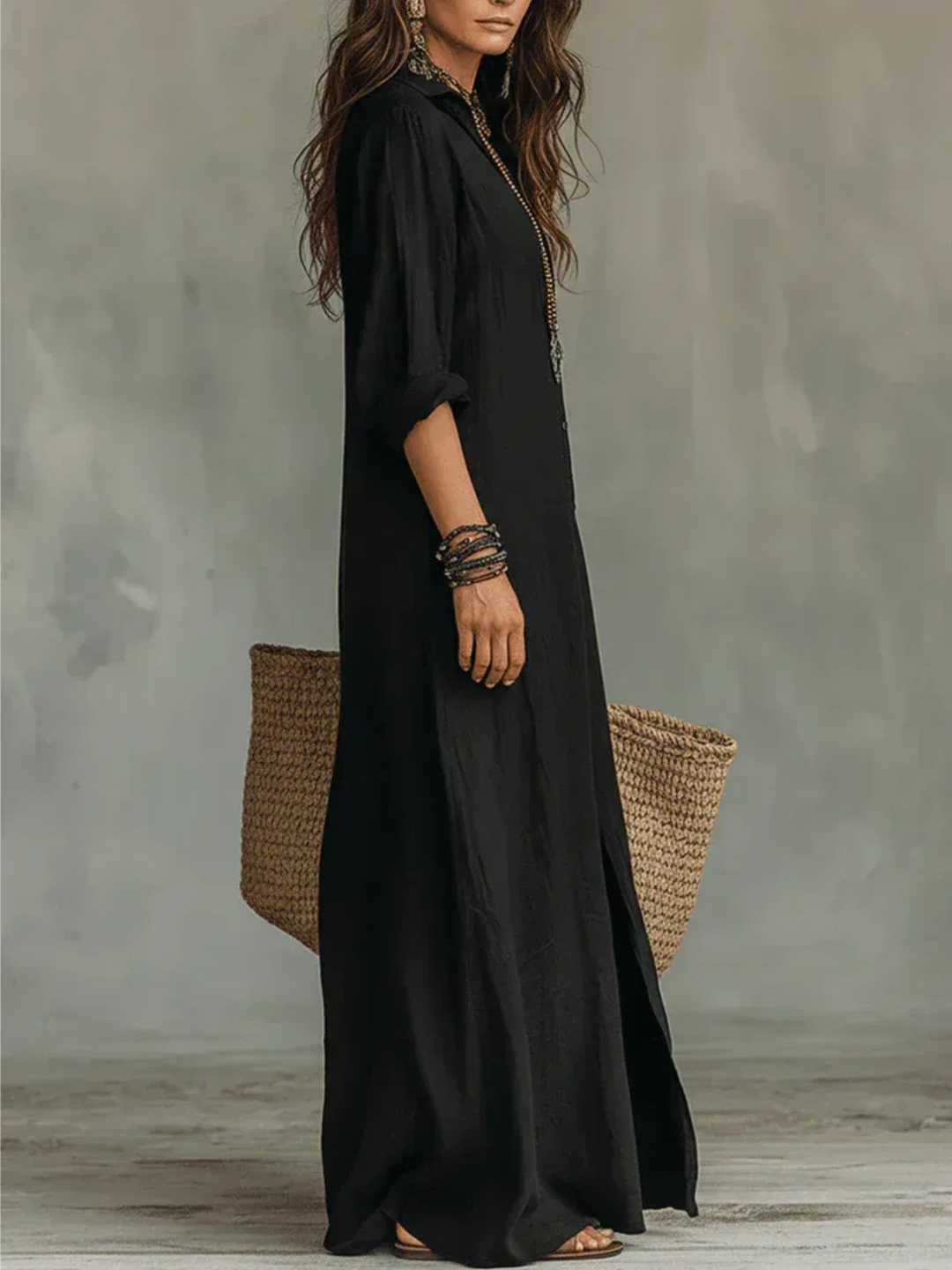 ARANZA | VESTIDO LARGO CAMISERO HOLGADO