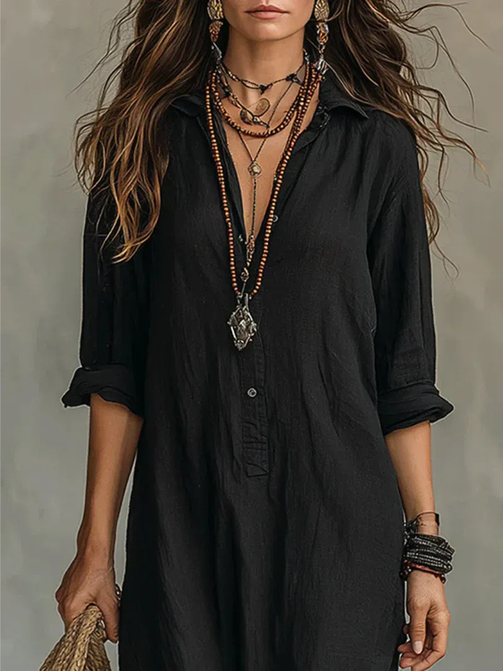 ARANZA | VESTIDO LARGO CAMISERO HOLGADO