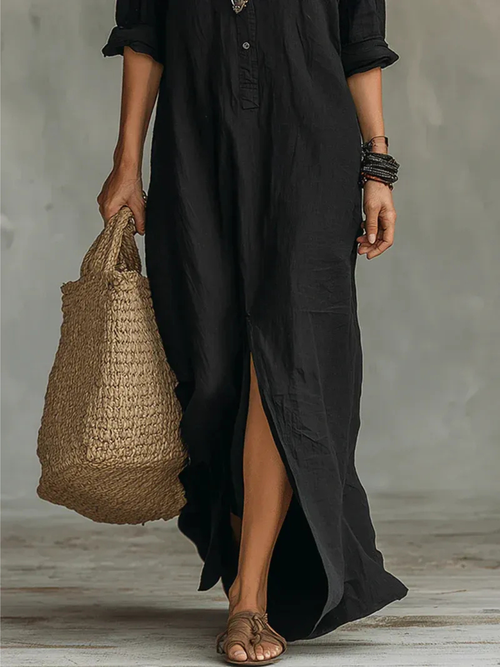 ARANZA | VESTIDO LARGO CAMISERO HOLGADO