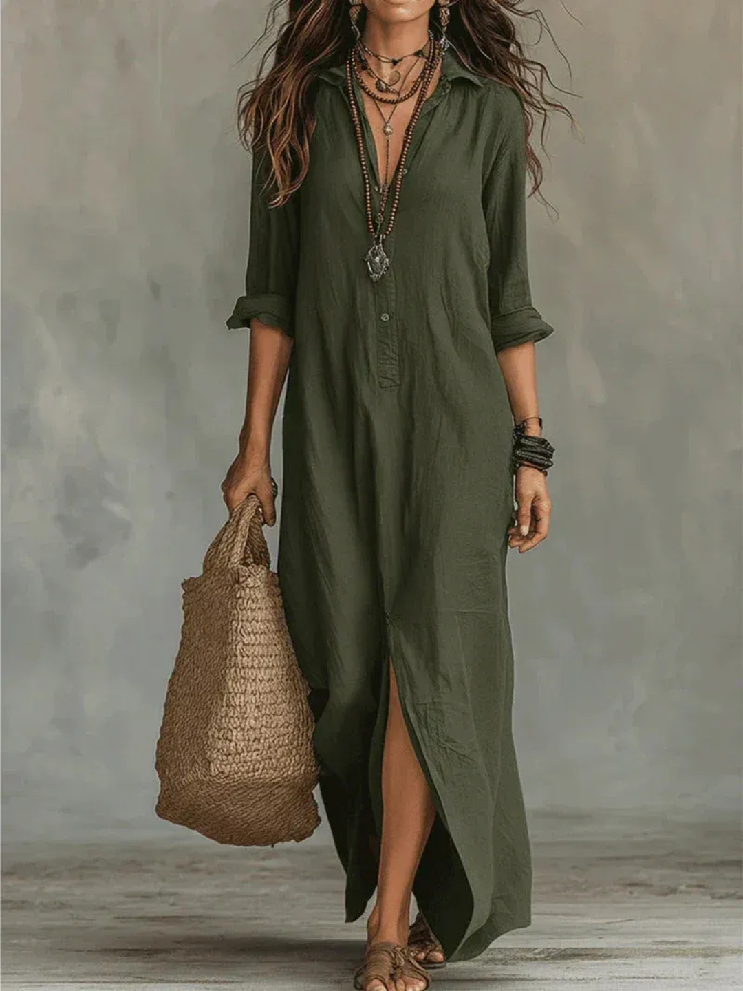 ARANZA | VESTIDO LARGO CAMISERO HOLGADO