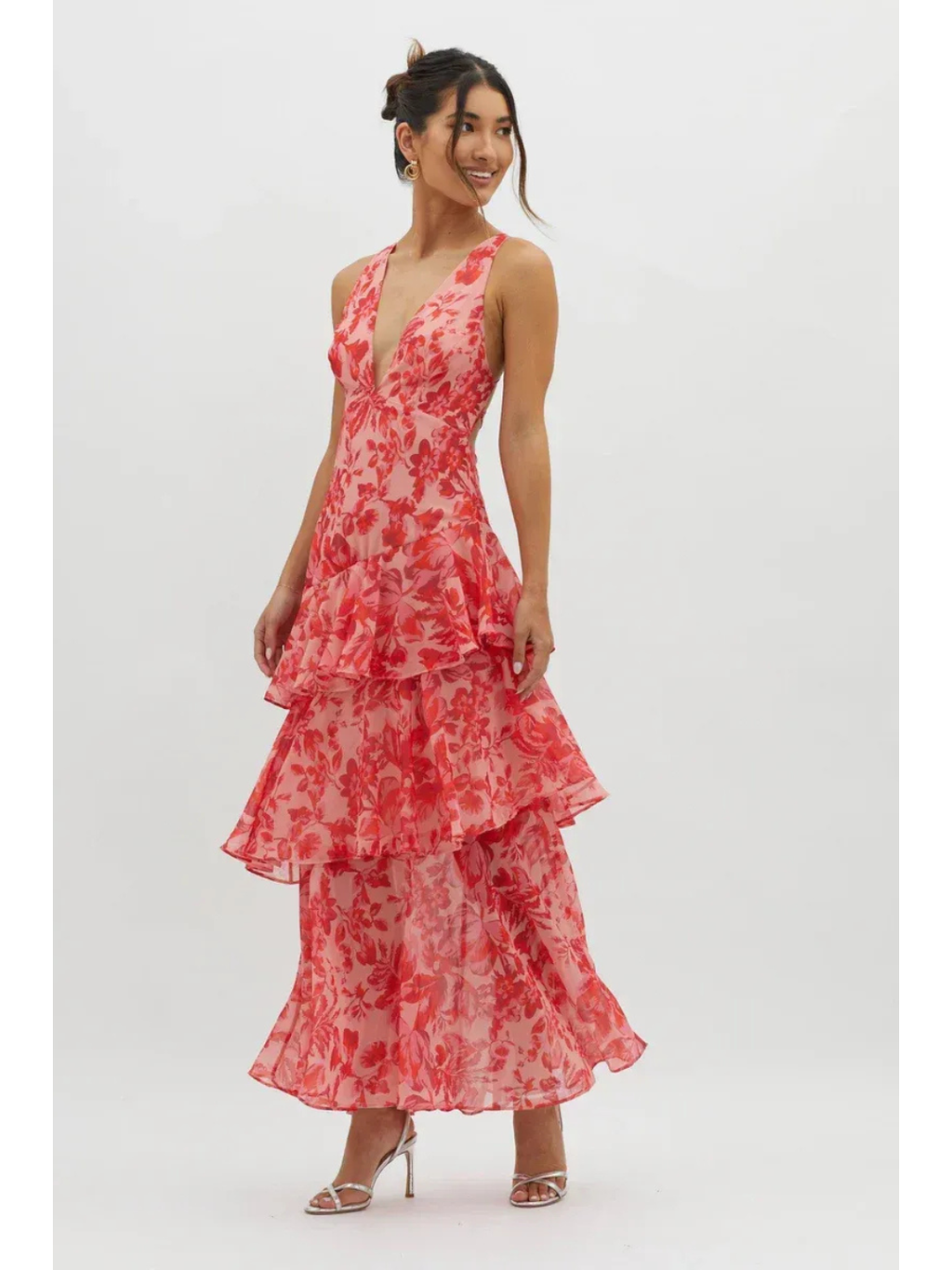 LISA | VESTIDO MAXI FLORAL CON VOLANTES