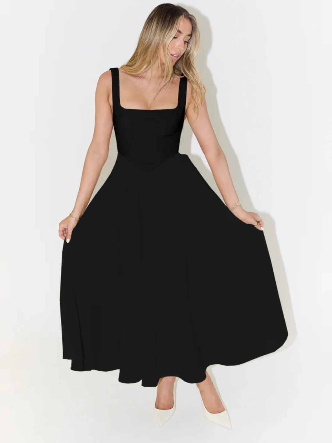 MELISSA | VESTIDO MIDI CON TALLE DE CORSET ESTRUCTURADO
